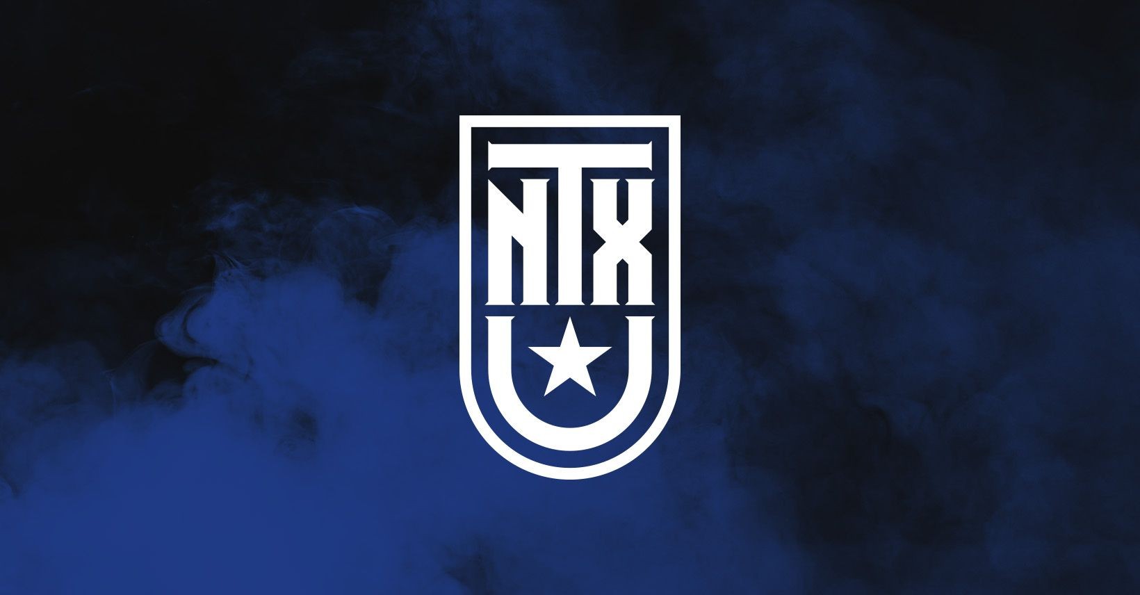 NTX logo with star and smoke effect on dark blue background.